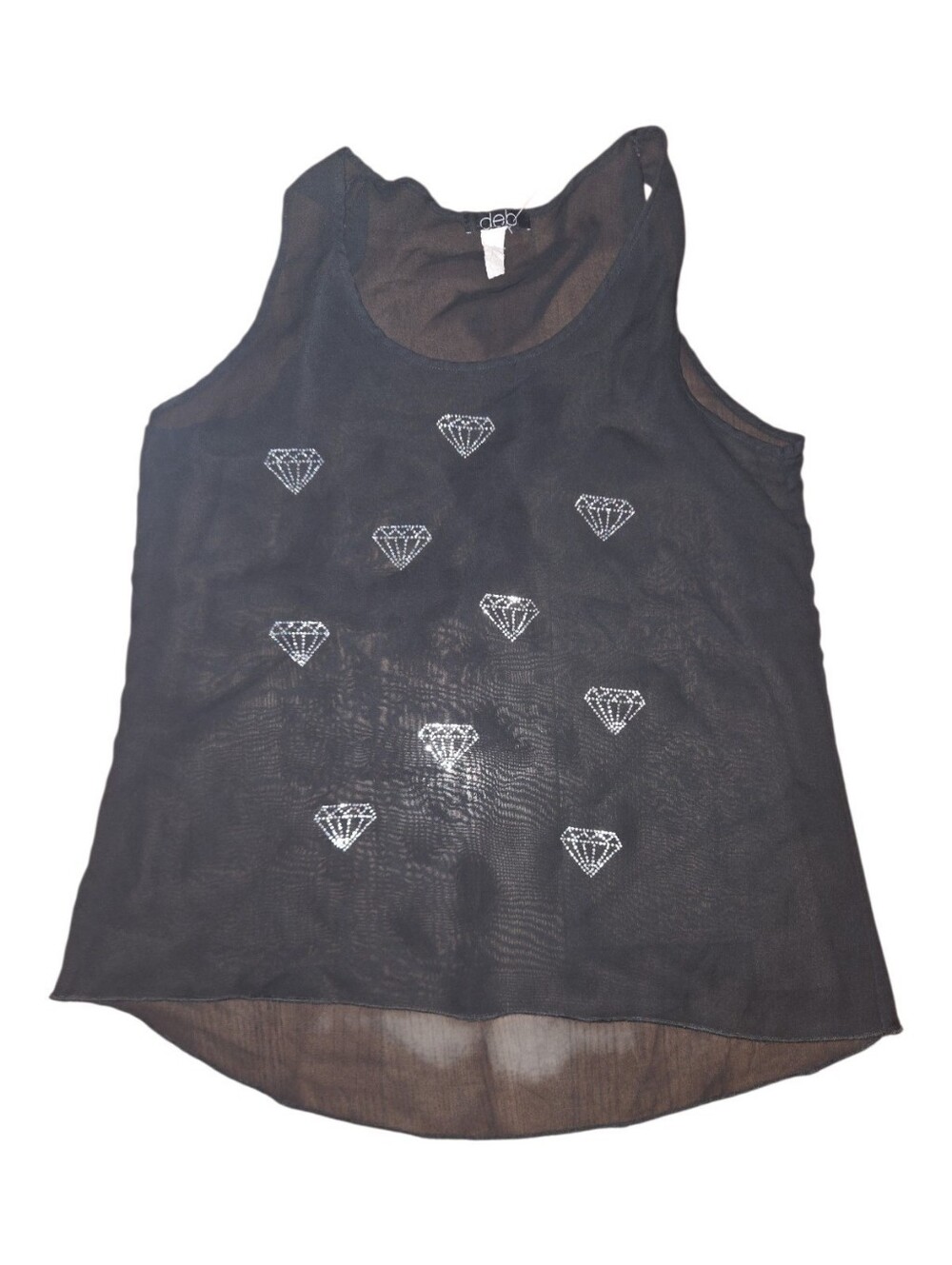 Y2K Sheer Black Diamond Print Tank Top